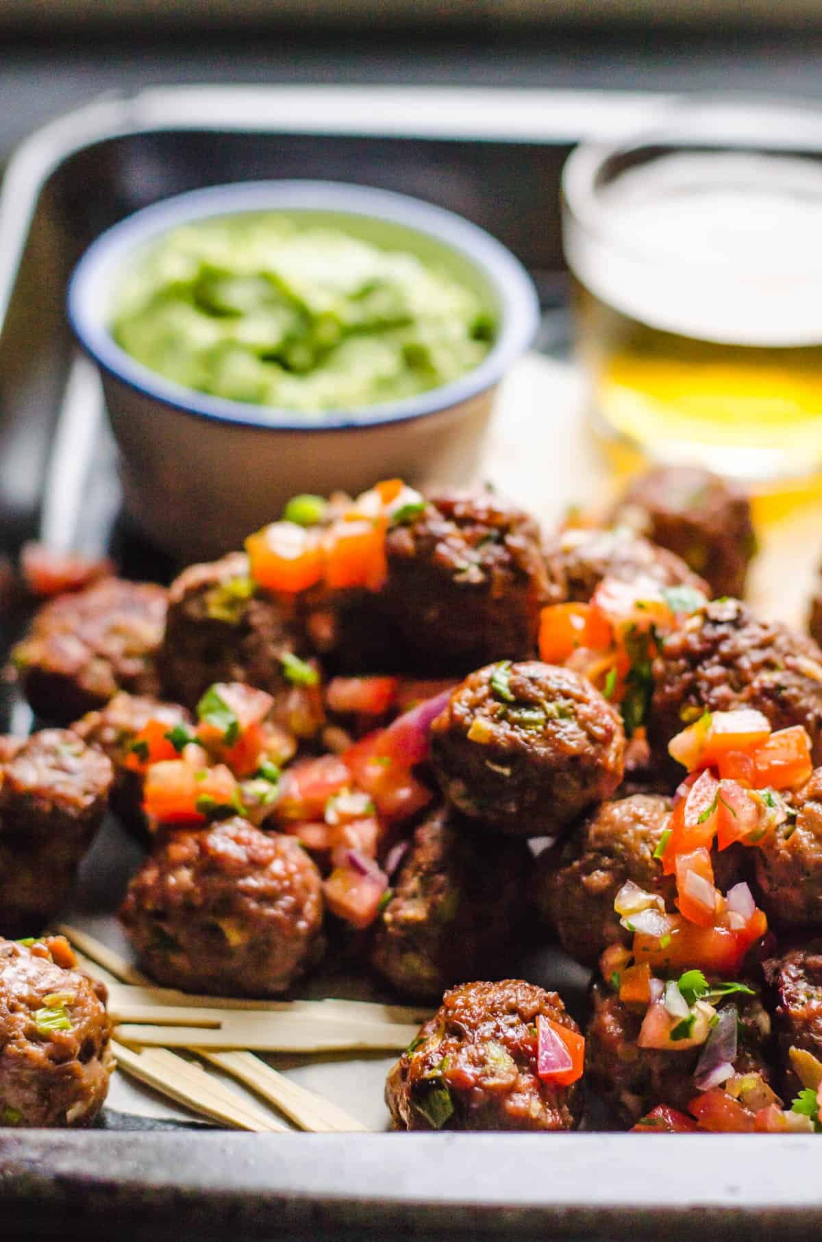 Easy mini Tex Mex meatballs for any occassion with a dip